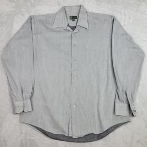 Jhane Barnes Shirt Men 16 /34-35 Grey Dress Oxford Button Up Suit Tuck Adult XXL